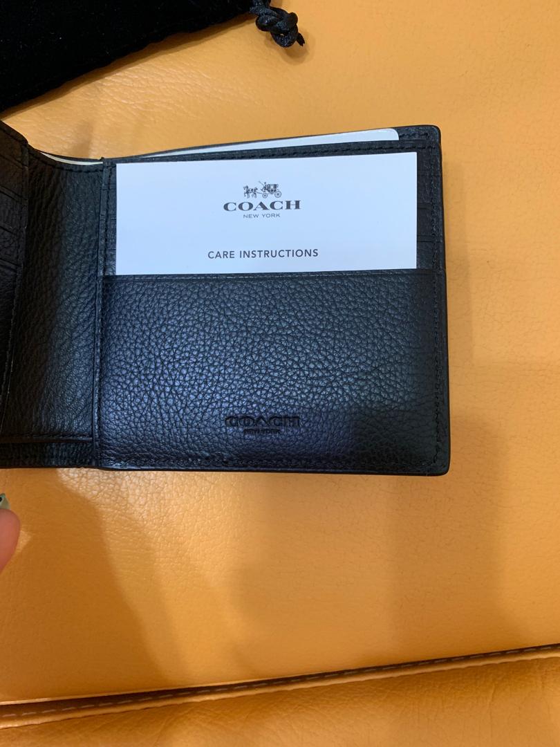 coach new york 黑色荔枝纹牛皮中夹