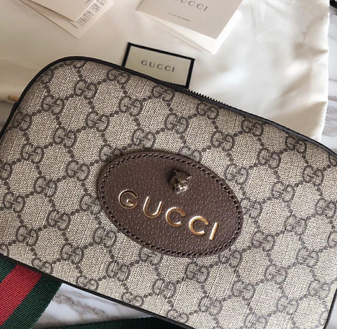 保证全新正品gucci gg supreme 虎头 相机包 斜背包