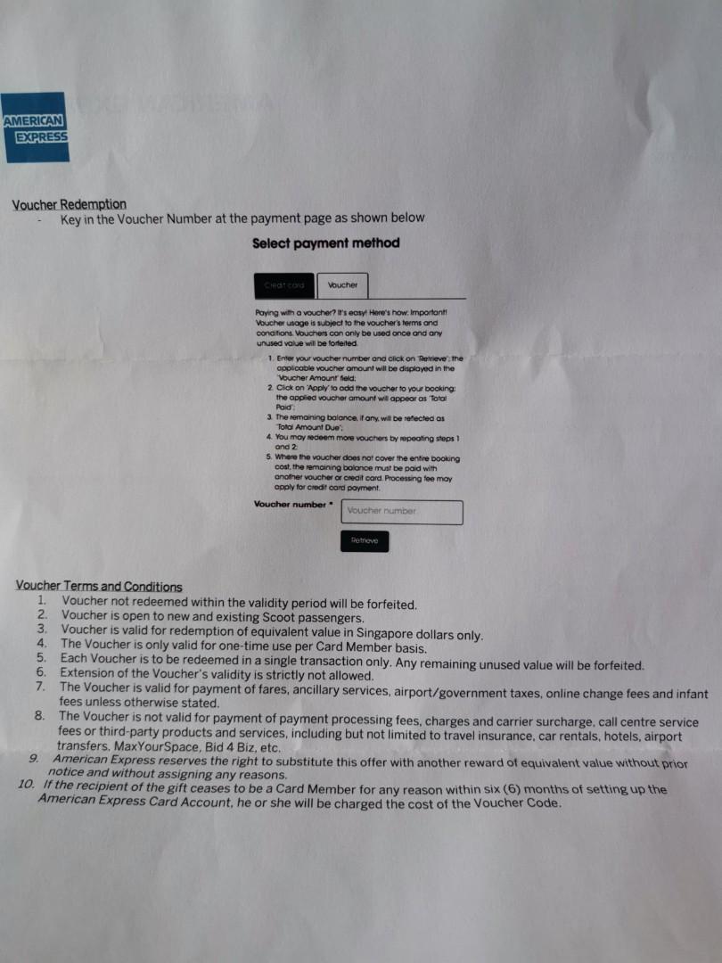 新品 sgd200 voucher for sale got it for signing amex card expiry