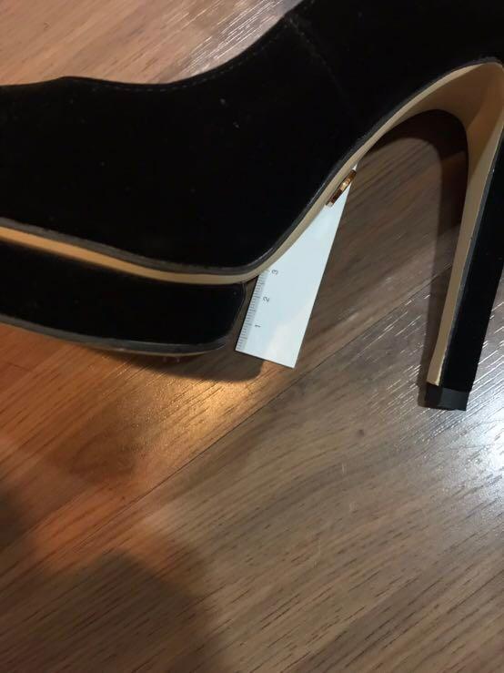 grace gift绒布黑色高根鞋
