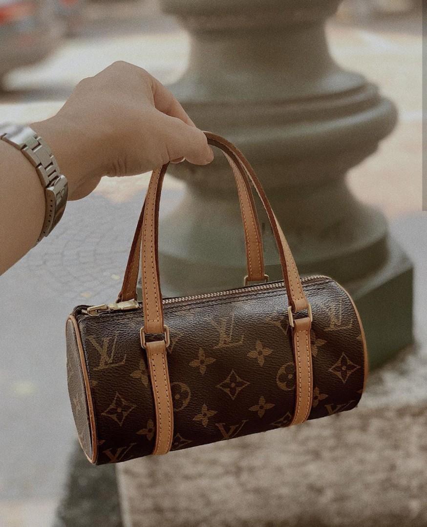 稀有lv!真品louis vuitton迷你19cm黄皮mini小圆筒包vintage