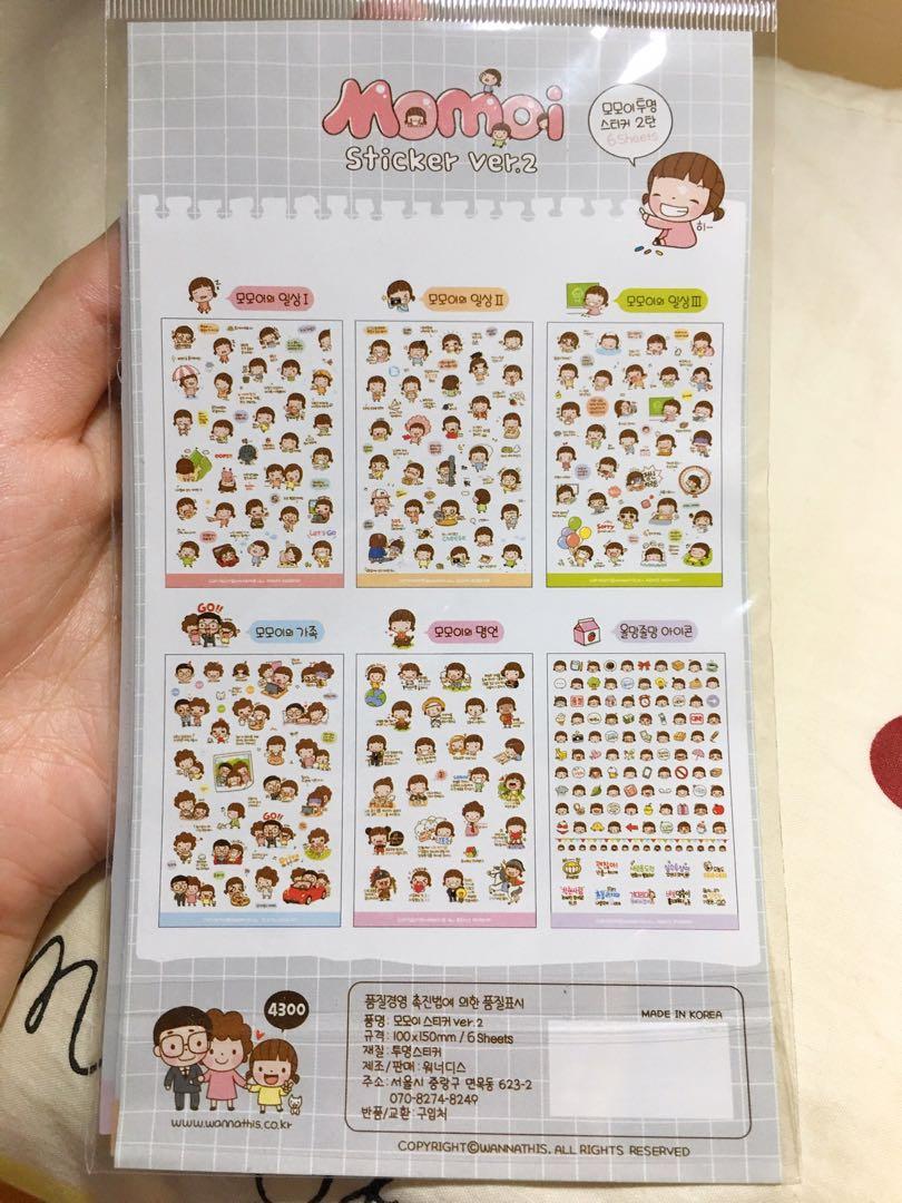 韩国momoi小女孩透明贴纸 手帐 日程 行事历韩文