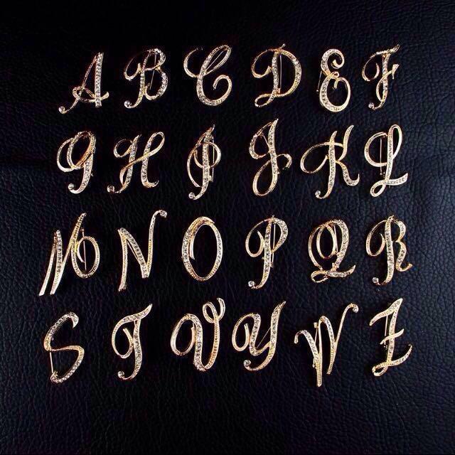 rhinestone alphabet brooch (