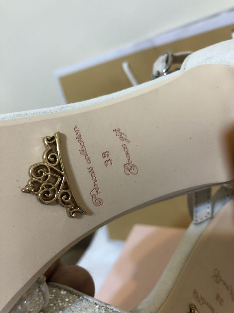 gracegift 迪士尼公主系列 贝儿玫瑰饰扣系踝跟鞋 24cm