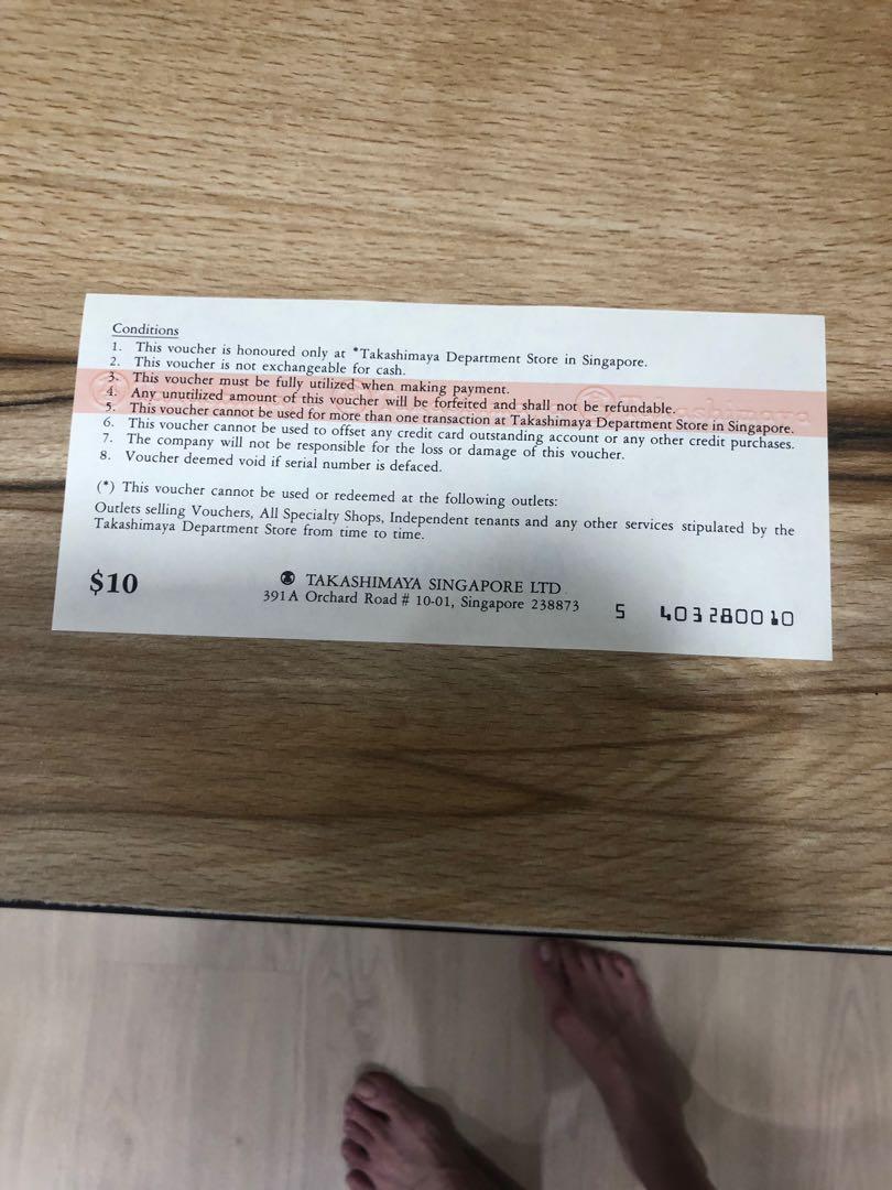 1k of takashimaya vouchers to sell at 7% off ot trade for