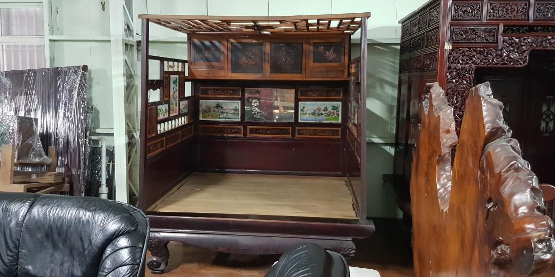台湾早期八脚床古眠床 一格二手家具 早期实木老家具
