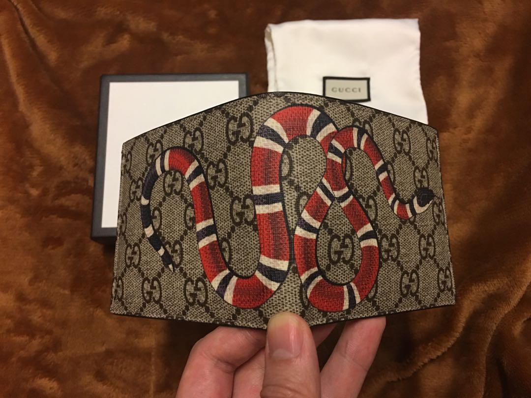 全新gucci珊瑚蛇老花短夹