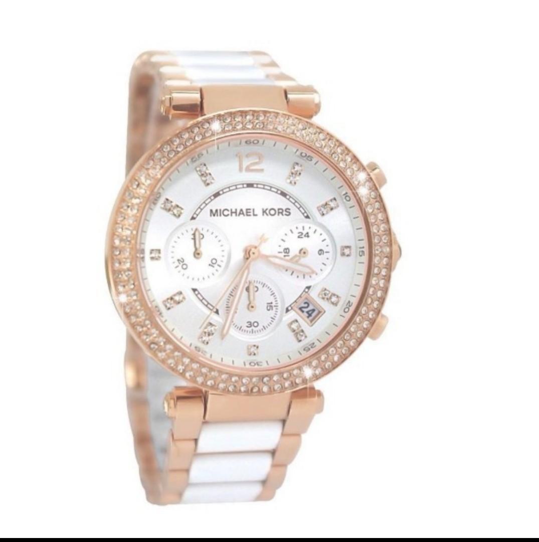 保证正品 促销 michael kors / mk 女士手表 三眼 玫瑰金 金色