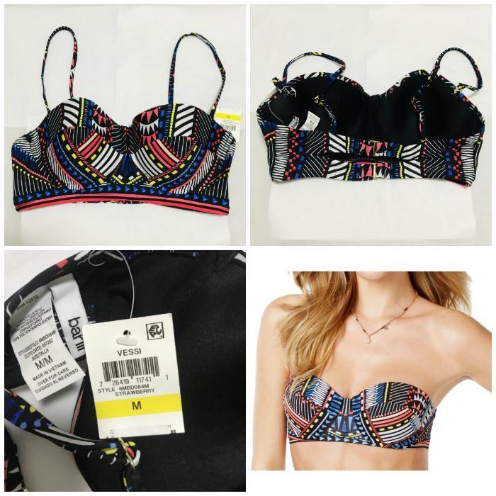 Authentic Bar Iii Geo Print Bralette Bikini Bra Top Swimsuit Medium