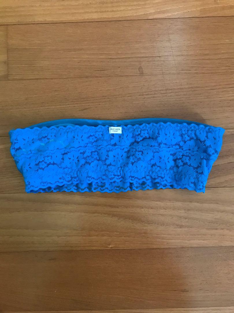 gilly hicks aqua blue lacy tube bralette