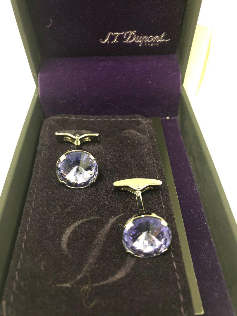 t. dupont paris purple blue cufflinks 袖口钮