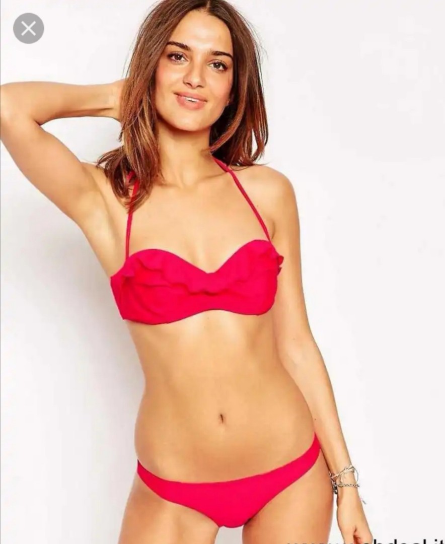 Pistol Panties Ruffle Bandeau Bikini Set Women S Fashion Swimwear