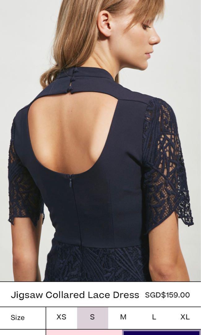 jigsaw collared lace dress in navy