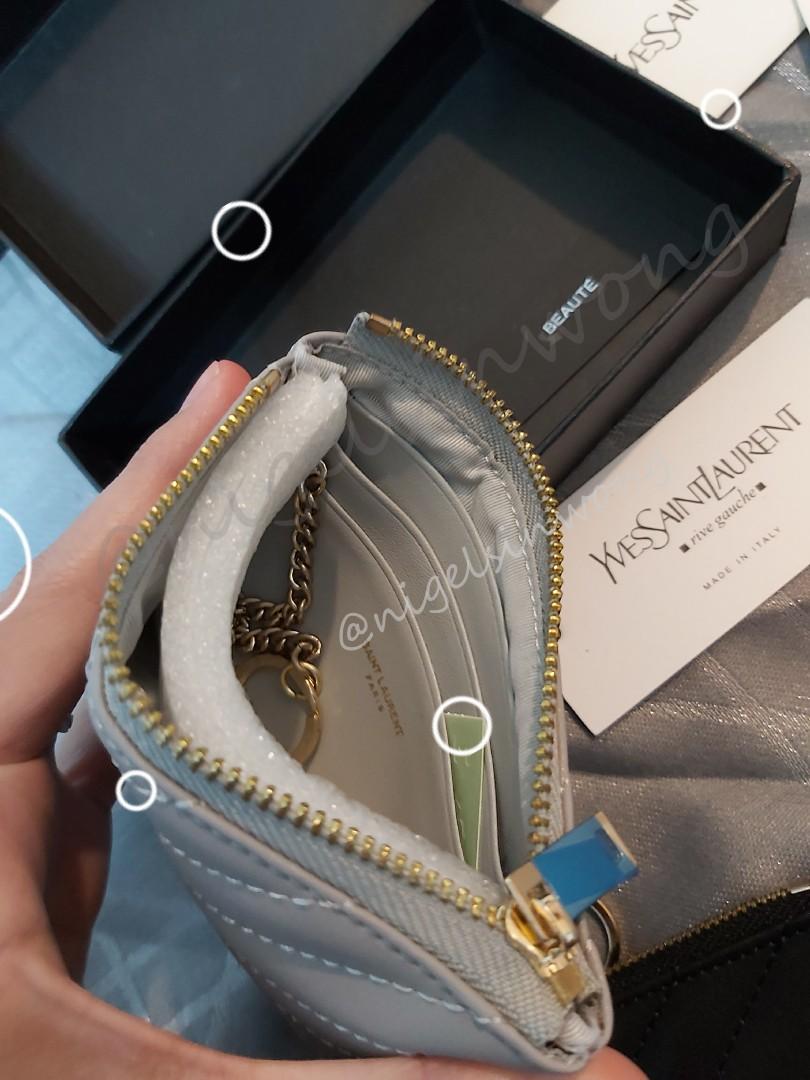 限量ysl gift set vip gift coin bag zipper with key ring 小羊皮零