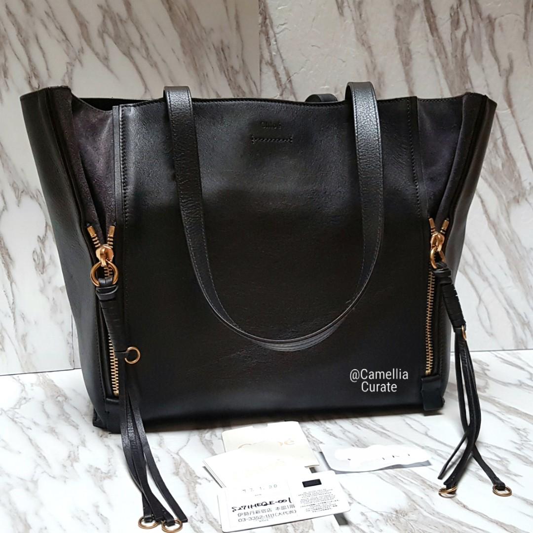 chloe milo tote in black/navy
