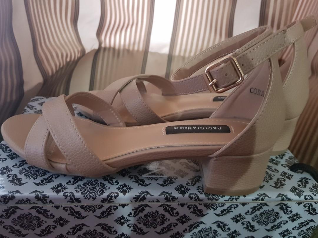 Parisian Sandals Block Heels Nude Women S Fashion Footwear Flats