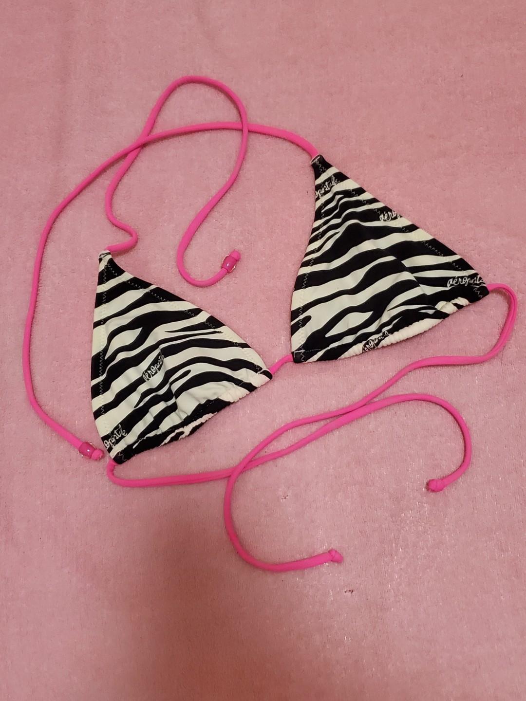 Zebra Pink Triangle String Bikini Top Women S Fashion Swimwear