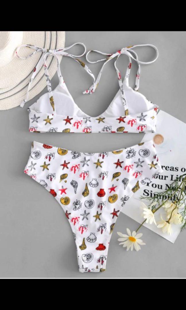 Starfish Tie Shoulder High Cut Bikini Women S Fashion Swimwear
