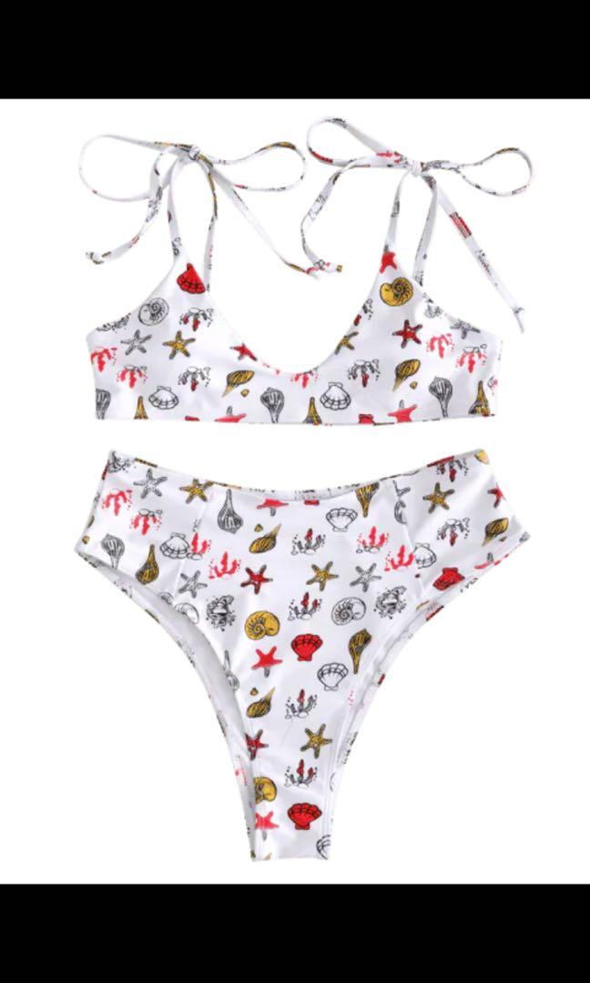 Starfish Tie Shoulder High Cut Bikini Women S Fashion Swimwear
