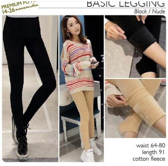 Legging Winter Fleece Bulu Nude Fesyen Wanita Pakaian Wanita