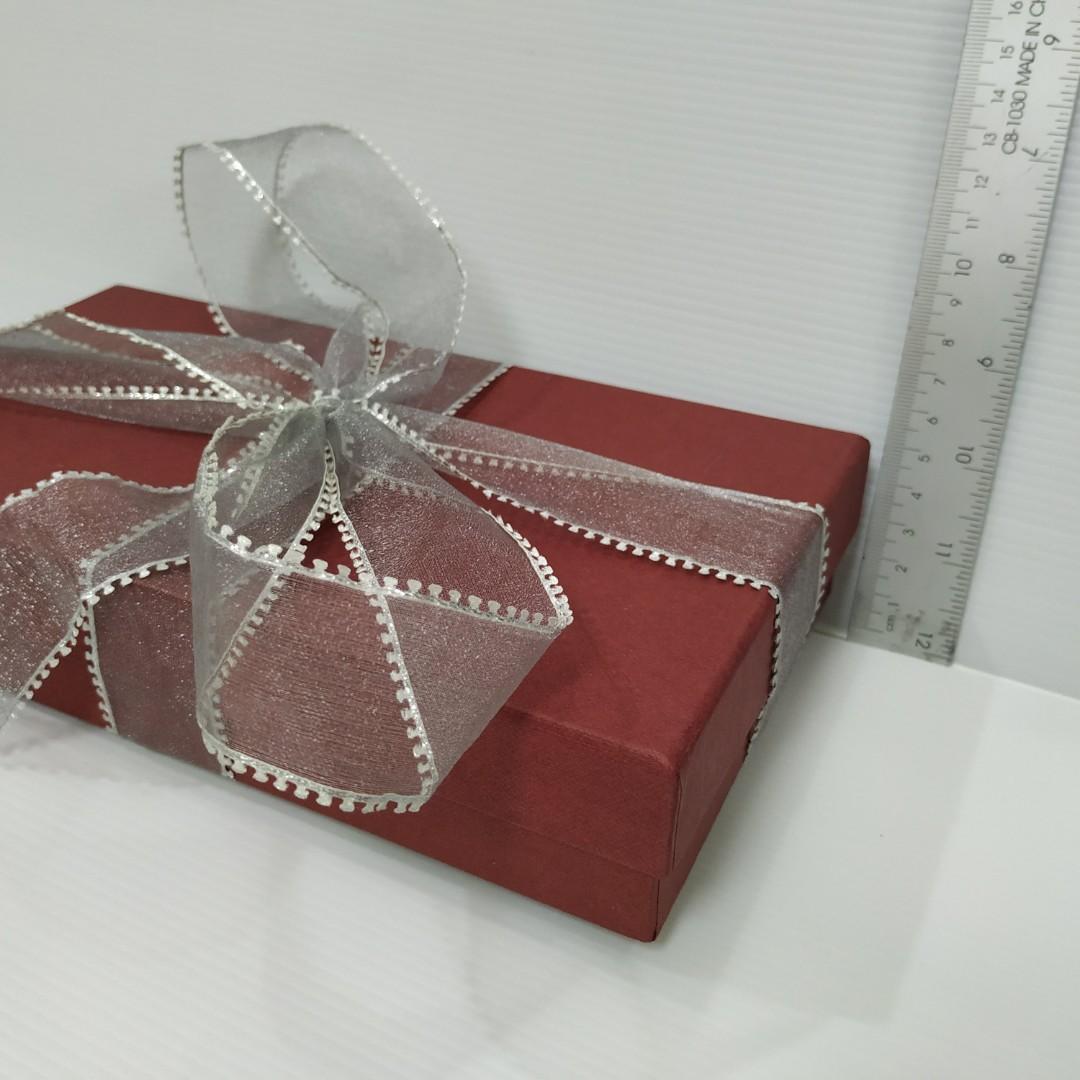 brown gift box match with silver ribbon elegant gifts box