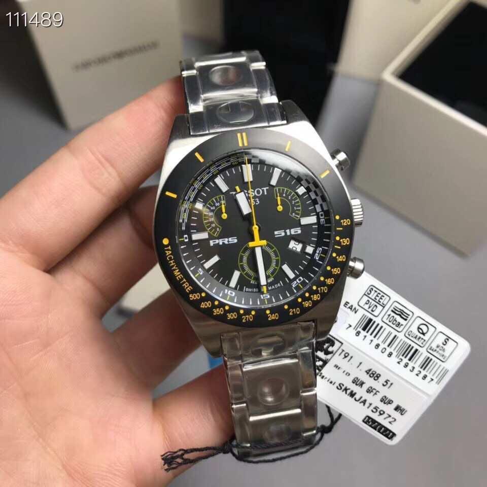 tissot 天梭 男表/三眼计时/t91.prs516