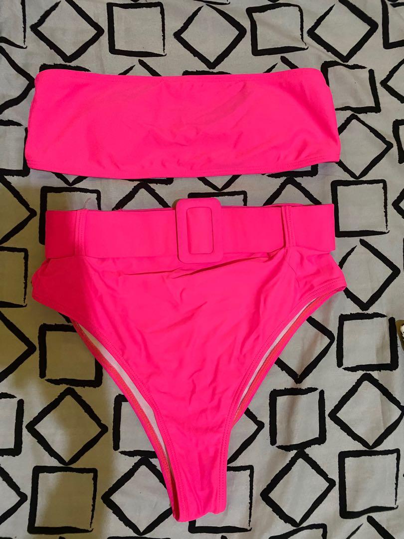 Neon Pink Bikini Set Women S Fashion Swimwear Bikinis Swimsuits On