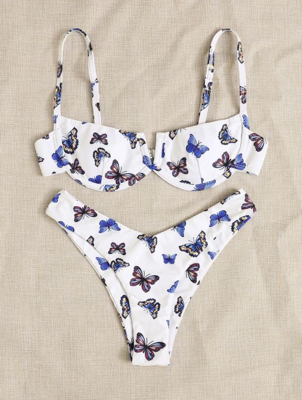 Butterfly Print Bandeau Bikini Swimsuit SHEIN Atelier Yuwa Ciao Jp