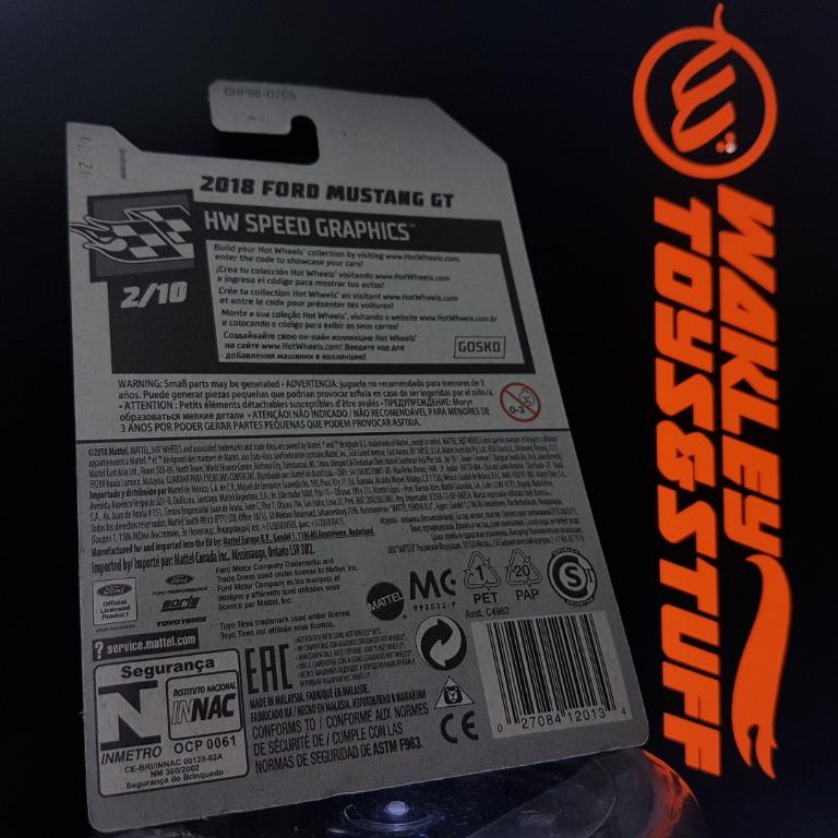 Hot Wheels HW SPEED GRAPHICS 2018 FORD MUSTANG GT BLACK BORLA DECAL Hobbies Toys Toys