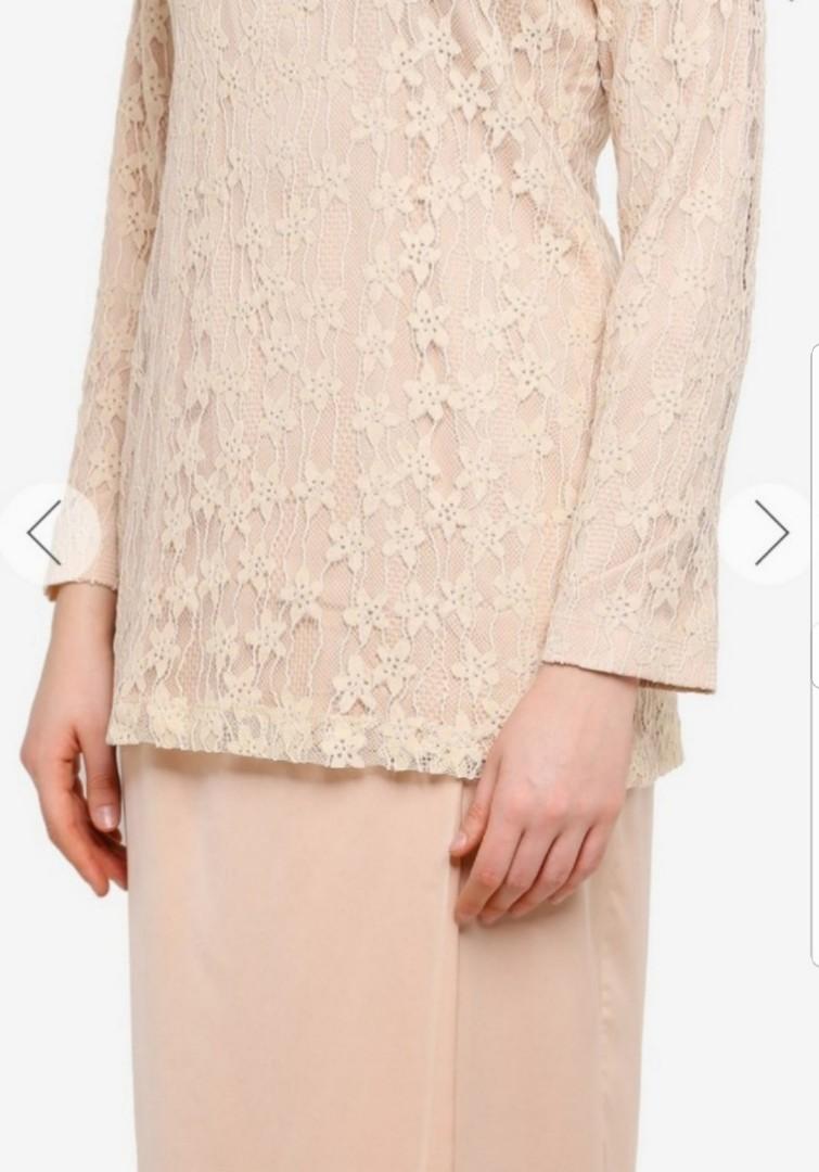 Baju Kurung Modern Lace Nude Colour Women S Fashion Muslimah Fashion Baju Kurung Sets On