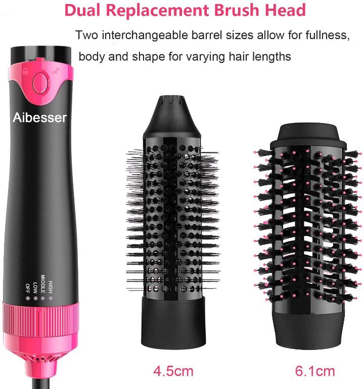 MID LOW Aibesser Hair Dryer Brush Dual Replacement Head Upgrade In Hot Air Styler And