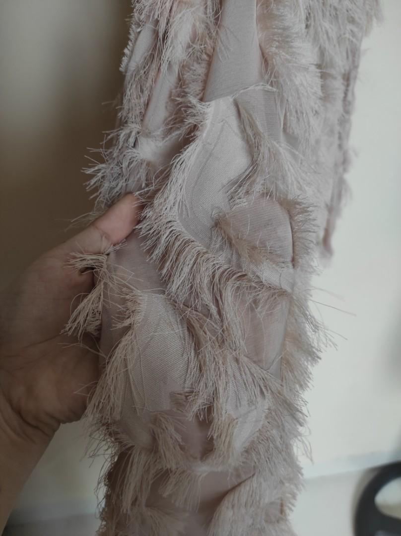 Nude Furry Peacock Mididress A Line Akhirtahun Fesyen Wanita Pakaian