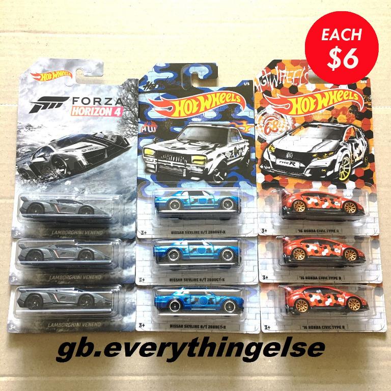 Hot Wheels Mainline JDM Nissan Skyline GT R BNR32 BCNR33 Honda Civic Mazda RX 7 Nissan 370Z