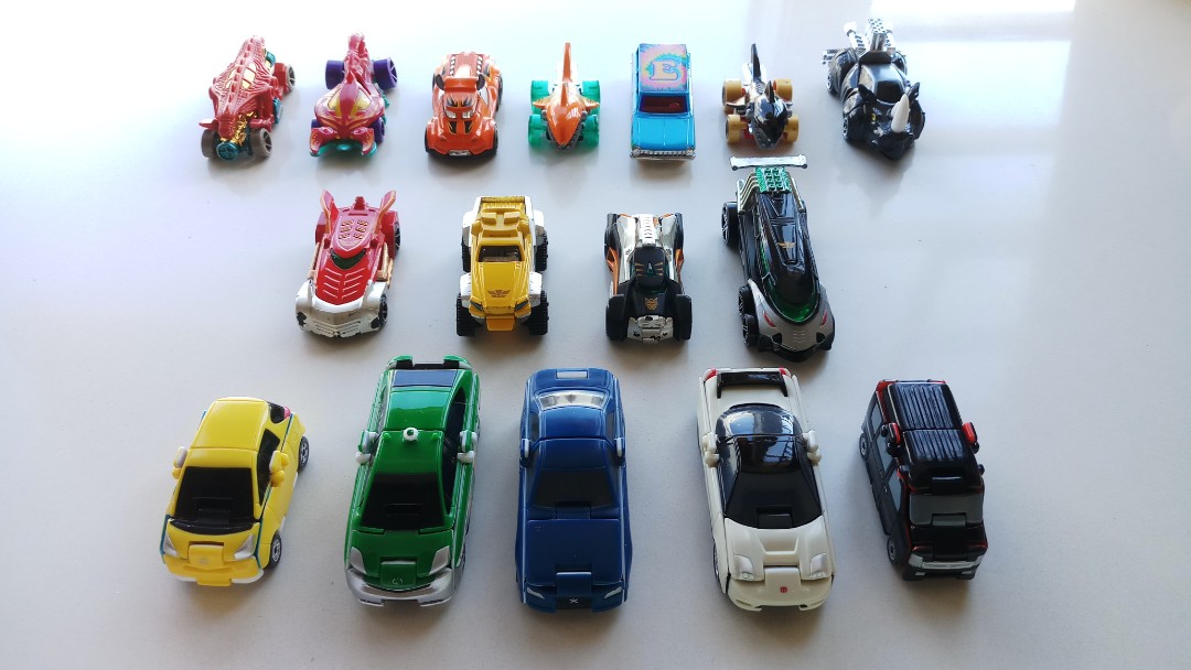 絕版 風火輪賽車 恐龍戰隊 Bandai Voov 雙面變身車 Hot Wheels Power Rangers Beast 野獸系列 金屬車 共 架 興趣及遊戲 玩具 遊戲類