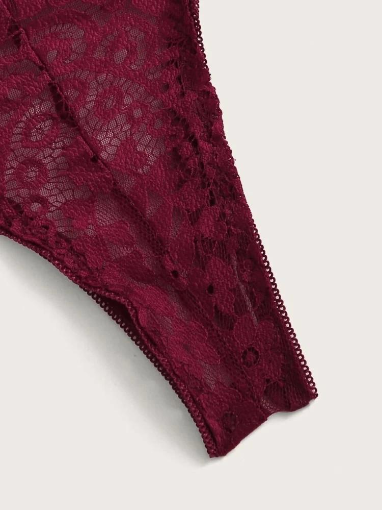 Maroon Lace Lingerie Set Women S Fashion Clothes Others On Carousell