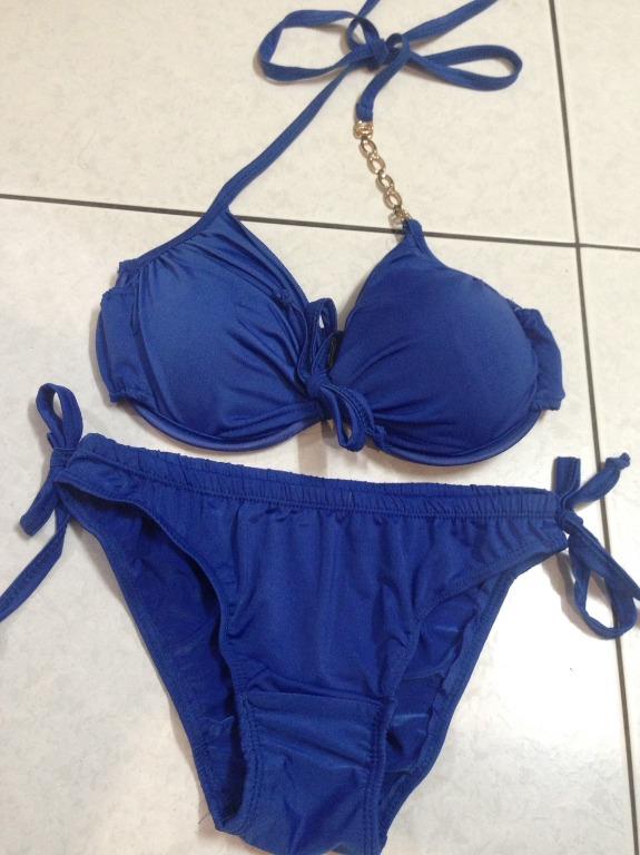 泳衣 比基尼 bikini 修身顯瘦 綁脖美背 分體式泳衣 素色爆乳單綁帶比基尼 三角比基尼 繫繩比基尼 泳衣歐美性感風 她的時尚 泳裝