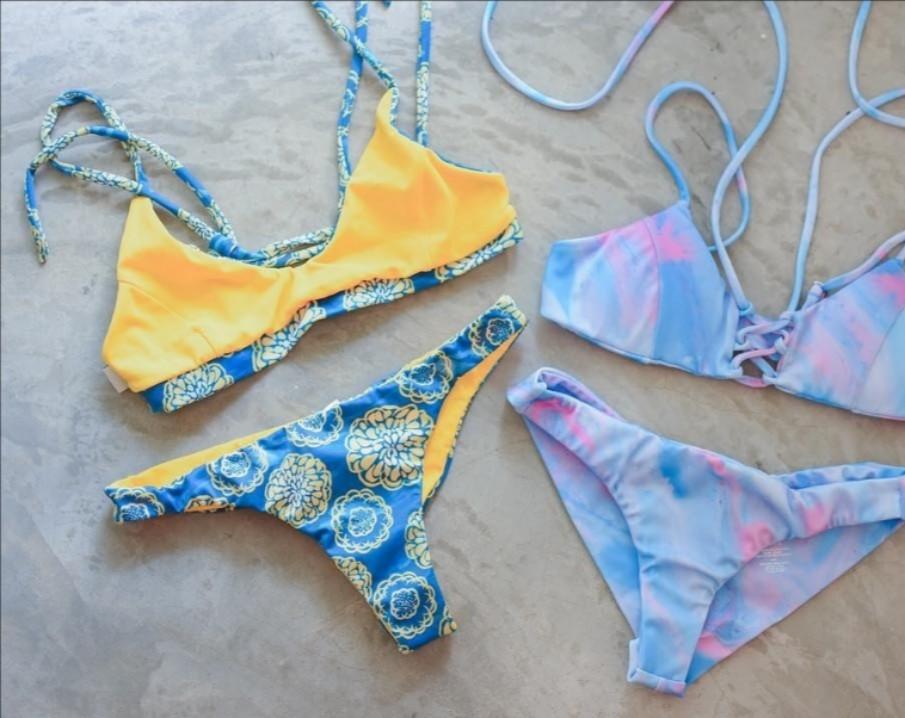 Haikini Sunflower Reversible Bikini Set S M Women S Fashion Swimwear