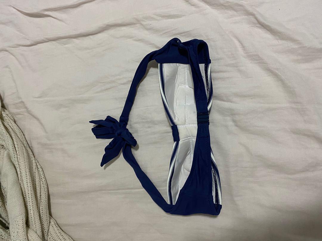 Asos Swim Navy White Striped Bandeau Bikini Women S Fashion Swimwear