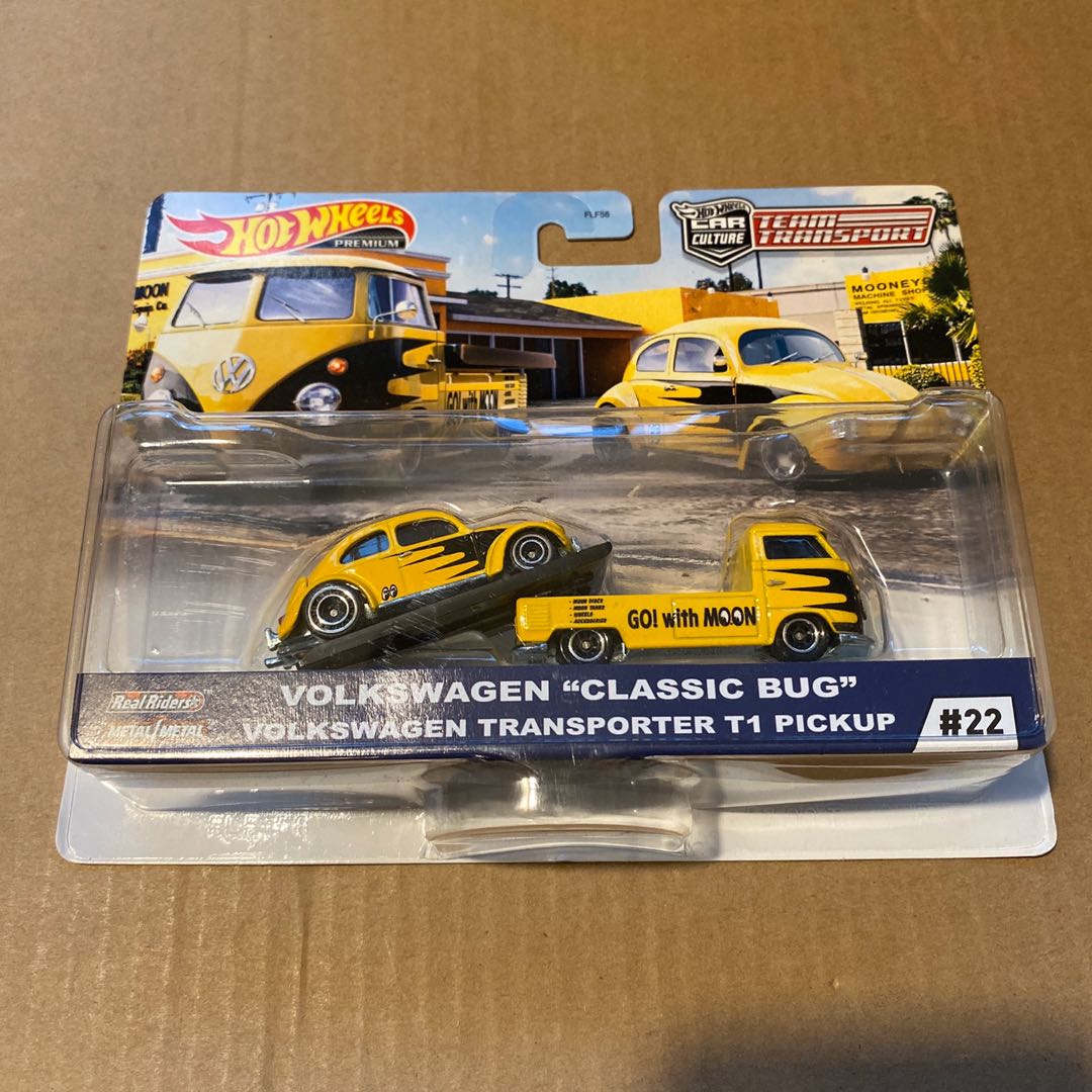 Hot Wheels Vw Volkswagen Classic Beetle Bug With T Transporter Pickup Mooneyes Yellow Team