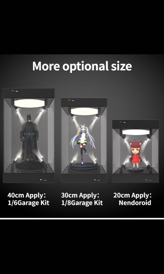 Hot Toys Figures Acrylic Display Case Self Install Clear Cube Box With Turntable Led Lights