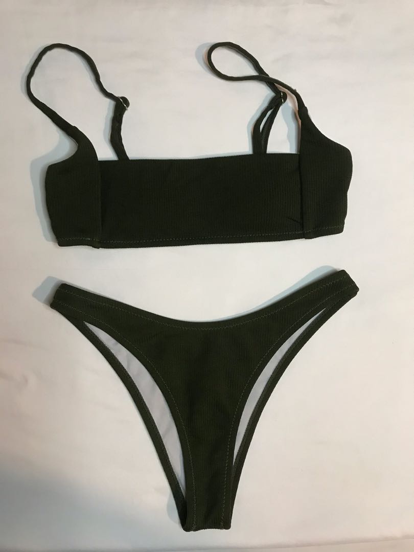 Navy Green Bikini Set Women S Fashion Swimwear Bikinis Swimsuits On Carousell