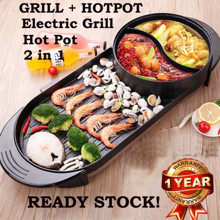 Xl Bbq Grill Steamboat Korean Hot Pot In Cookware Cooking Frying Mookata With Oil Drainage