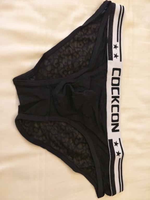 COCKCON Men Underwear Sheer See Through Lace Sexy Bikini Brief Jock C Thru Open Flap Men S