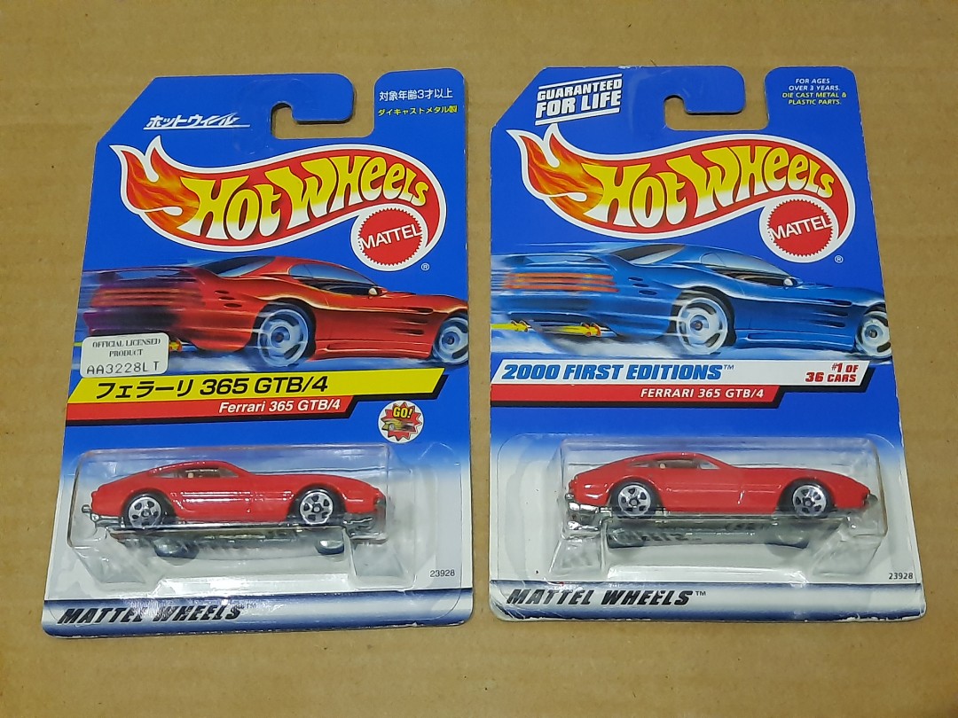 Hot Wheels 日本卡版 法拉利 Ferrari GTB 年首版 First Editions 比例 全新未拆過 金屬車身金屬車底 一個價錢兩架車