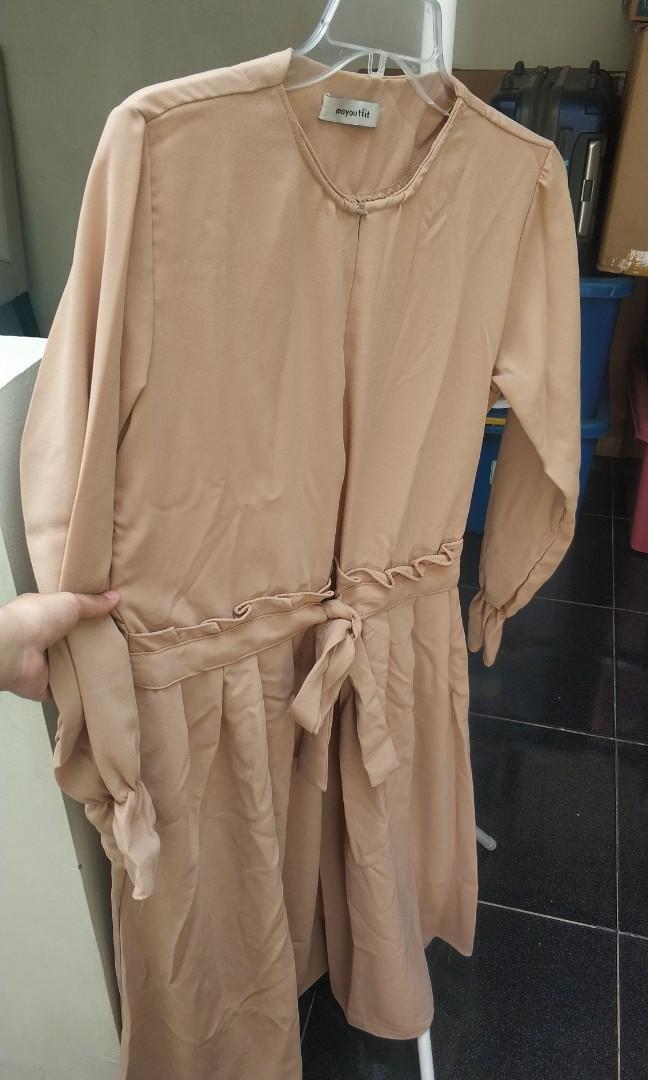 Mayoutfit Nude Tunic Fesyen Wanita Pakaian Wanita Atasan Di Carousell