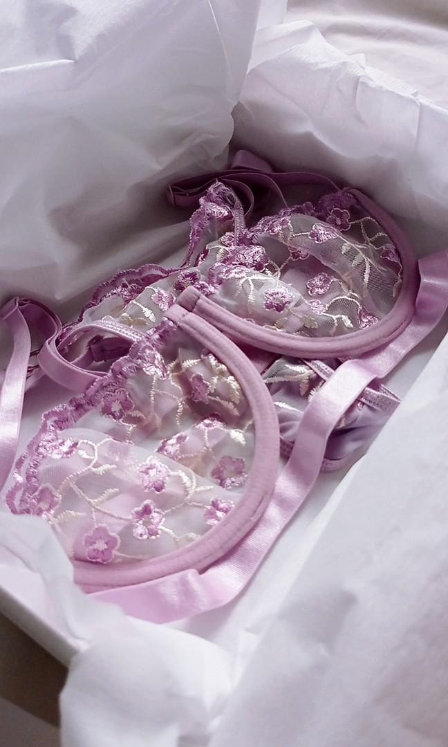 Sheer Floral Purple Lingerie Women S Fashion Undergarments Loungewear On Carousell