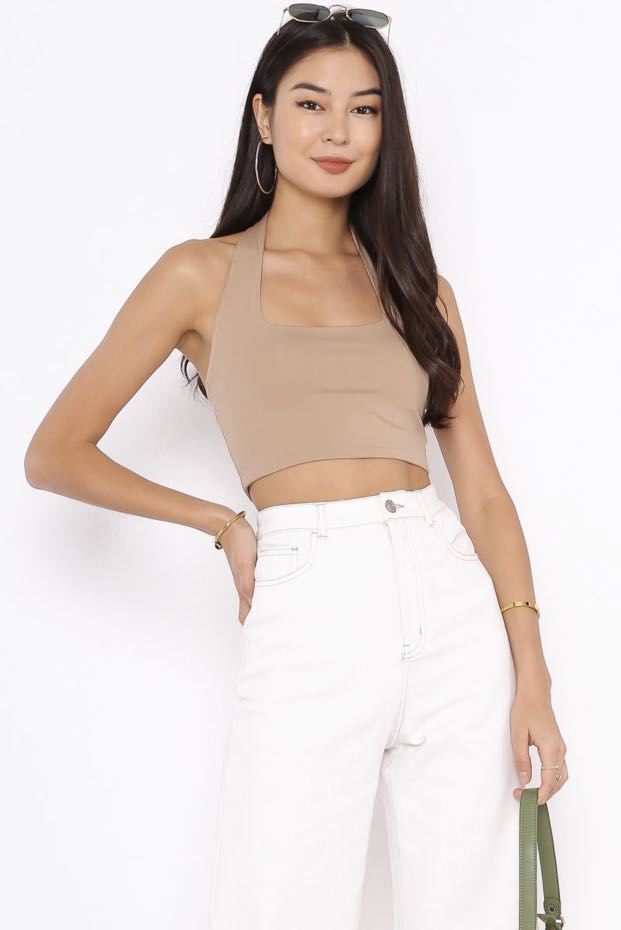 Supergurl Hilton Halter Top Sandstone Nude Women S Fashion Tops Sleeveless On Carousell