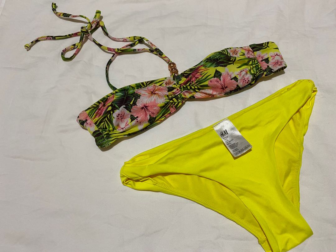 H M Yellow Bikini Women S Fashion Swimwear Bikinis Swimsuits On Carousell