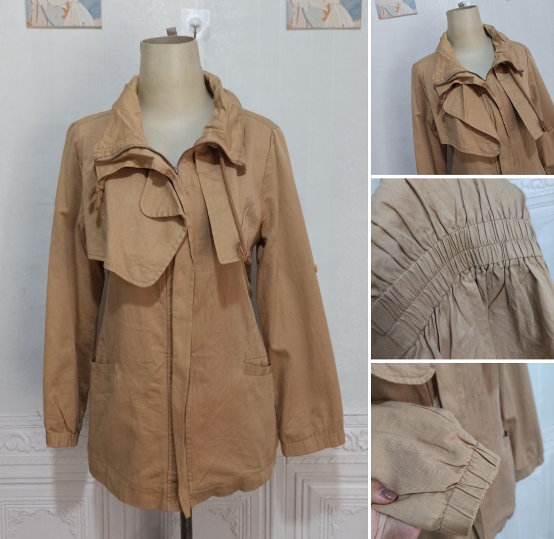 Jaket Parka Nude Brown Fesyen Wanita Pakaian Wanita Baju Luaran Di