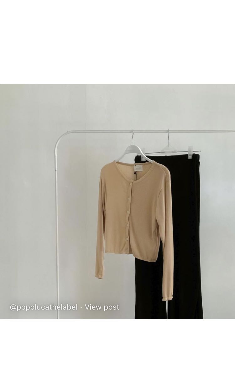 Popoluca The Label Norma Cardigan In Nude Fesyen Wanita Pakaian